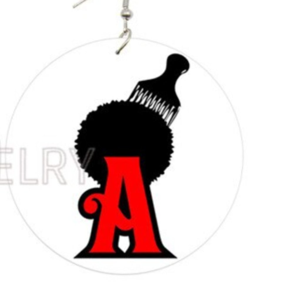 ❤ 4/$15❤ Urban Wooden Print Afro Pick Earrings